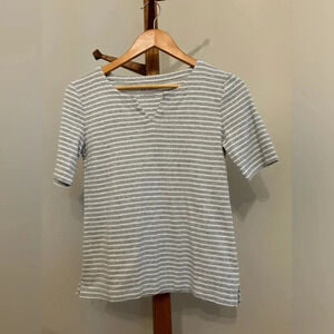 Talbots Small Striped 100% Cotton V Neck T Shirt